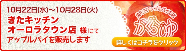 きたキッチンオーロラタウン店様にてアップルパイを販売します