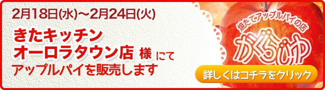 きたキッチンオーロラタウン店様にてアップルパイを販売します