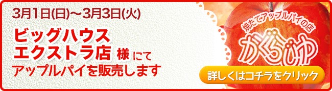 ビッグハウス エクストラ店様にてアップルパイを販売します