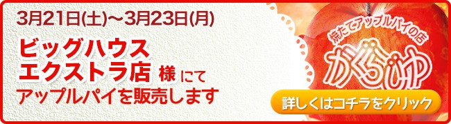 ビッグハウス エクストラ店様にてアップルパイを販売します