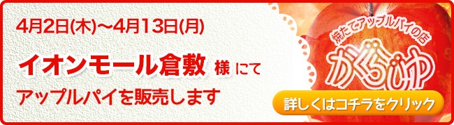 イオンモール倉敷様にてアップルパイを販売します