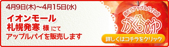 イオンモール札幌発寒様にてアップルパイを販売します