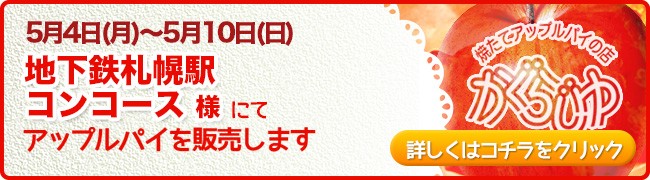 地下鉄札幌駅コンコース様にてアップルパイを販売します