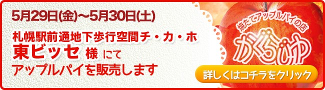 札幌駅前通地下歩行空間チ・カ・ホ東ビッセ様にてアップルパイを販売します