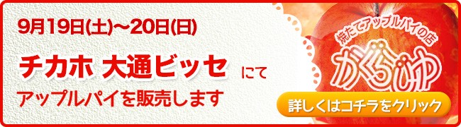 チカホ 大通ビッセ様にてアップルパイを販売します